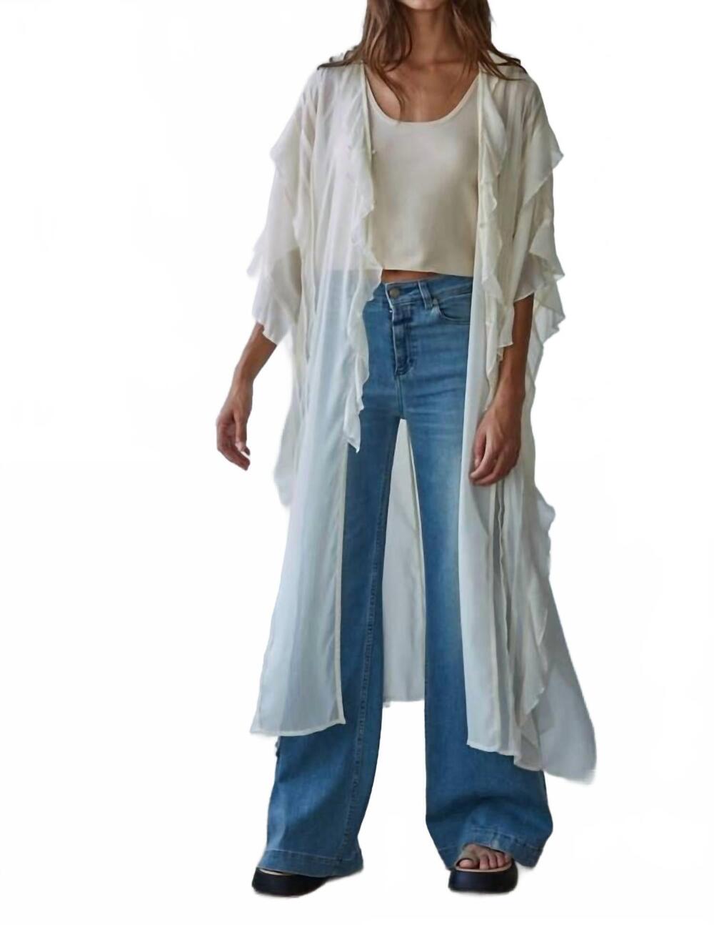 NEW BY TOGETHER maddy sheer ruffle duster in cream